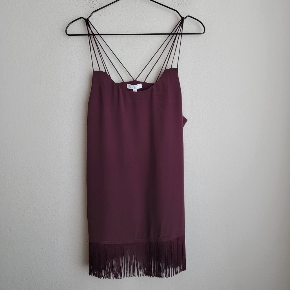 CAMI NYC the Fringe Cami in Wine size L NWT